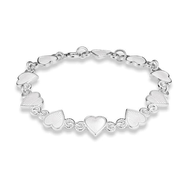 Armbånd med hvite hjerter, sølv