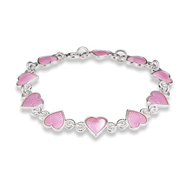 Armbånd med rosa hjerter, sølv