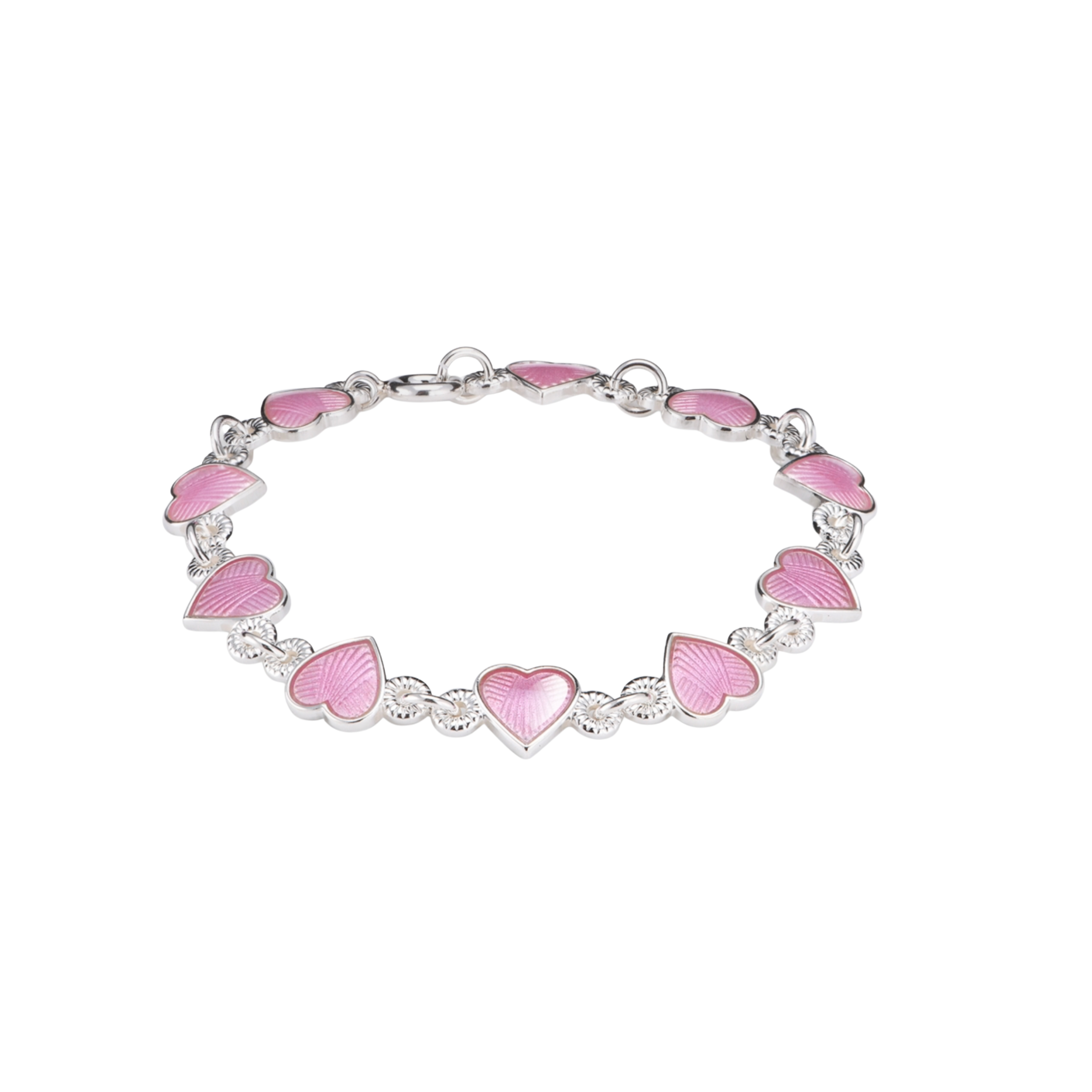 ArneNordlieArmbånd med rosa hjerter, sølv