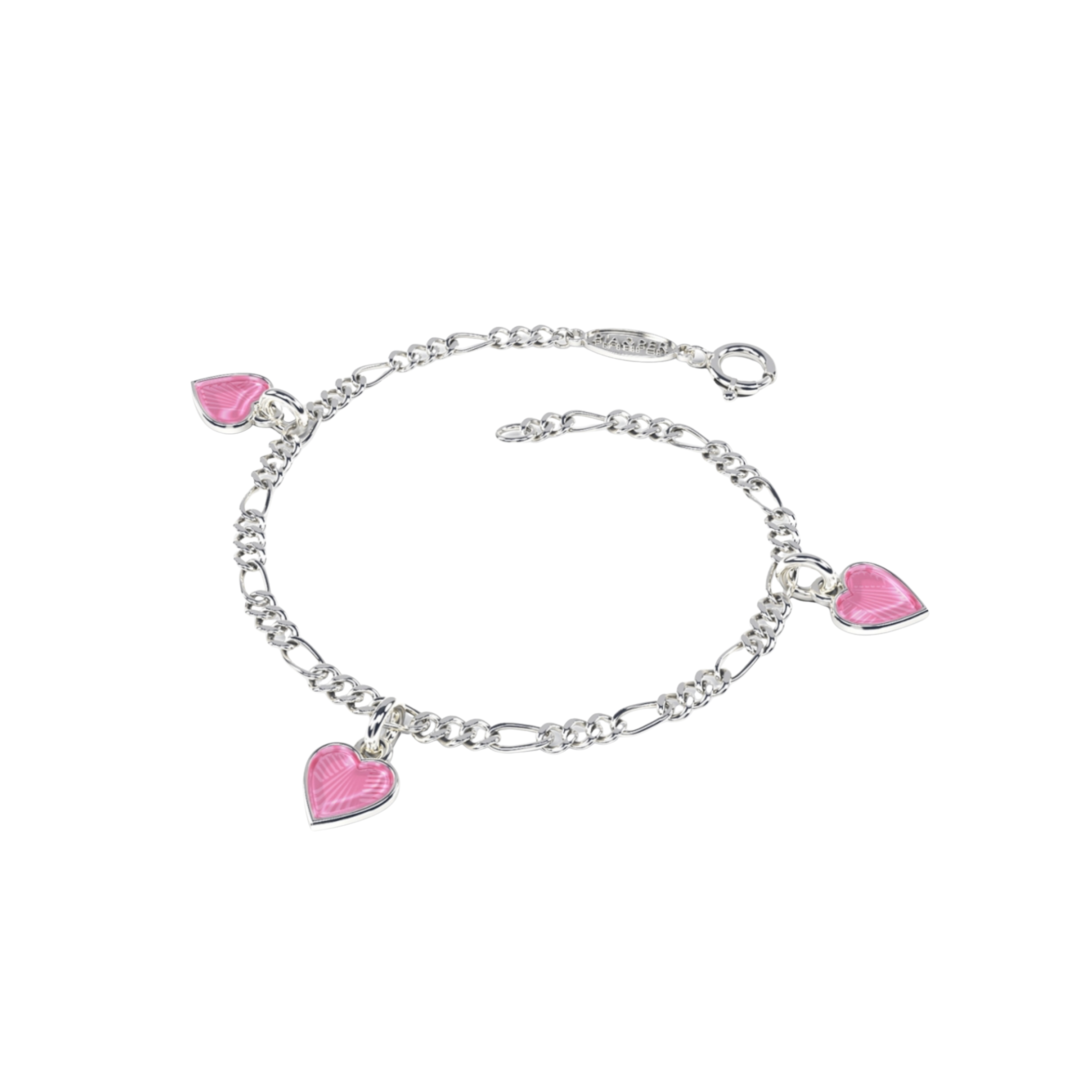 ArneNordlie Armbånd med tre rosa hjerter, sølv