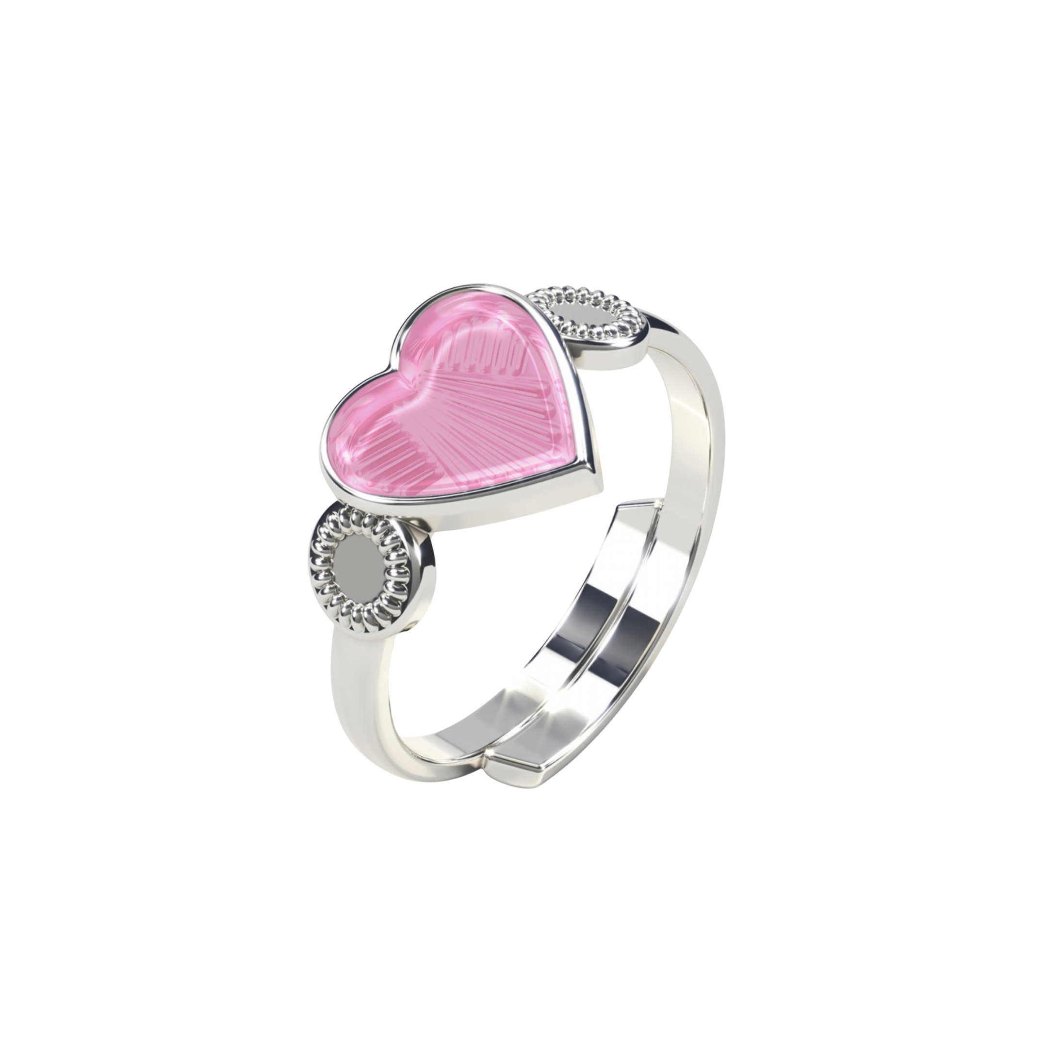 ArneNordlie Ring med rosa hjerte, sølv