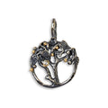 By Birdie Tree of Life Small anheng, rhodinert sølv og gullkuler og diamant