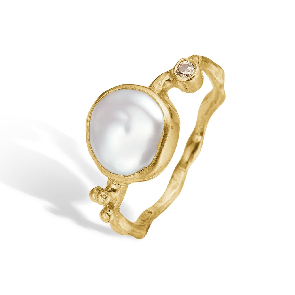 By Birdie Zenith ring, gull med diamant