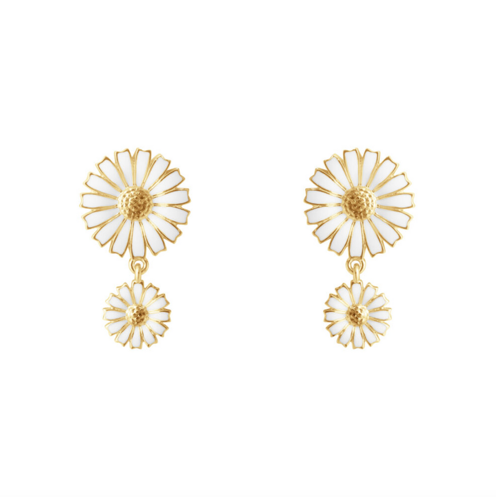 Georg Jensen Daisy doble øredobber, sølv forgylt