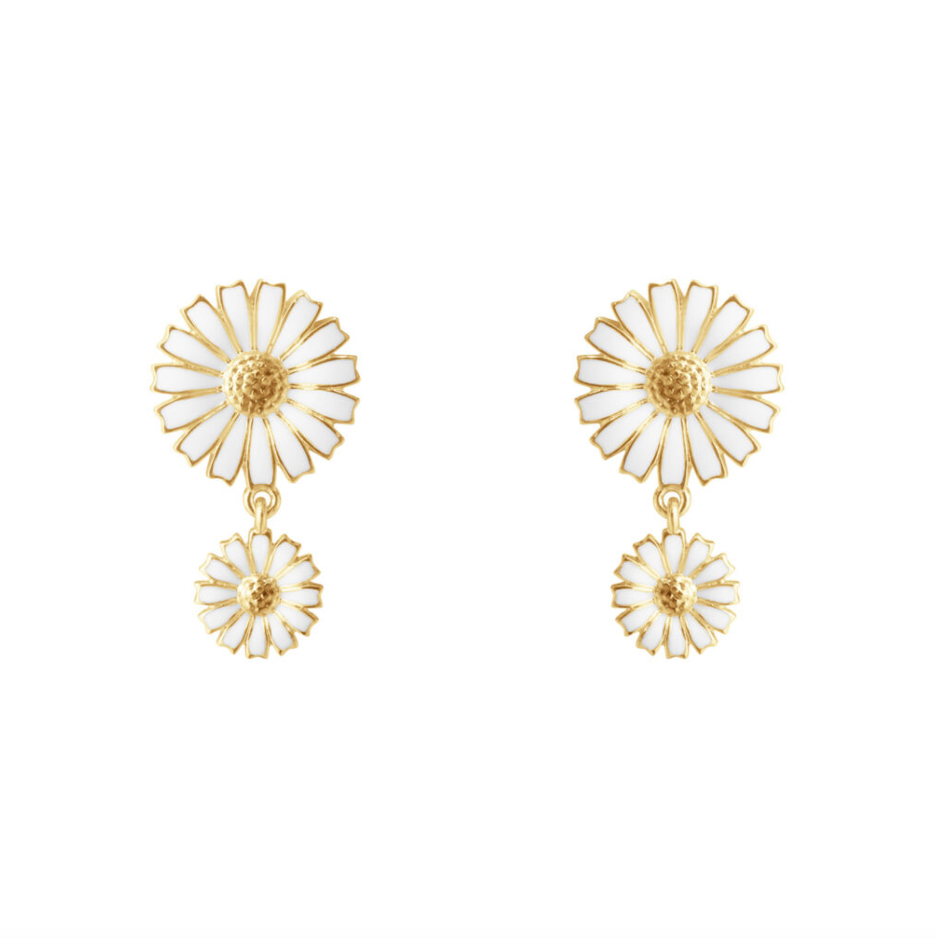 Georg Jensen Daisy doble øredobber, sølv forgylt