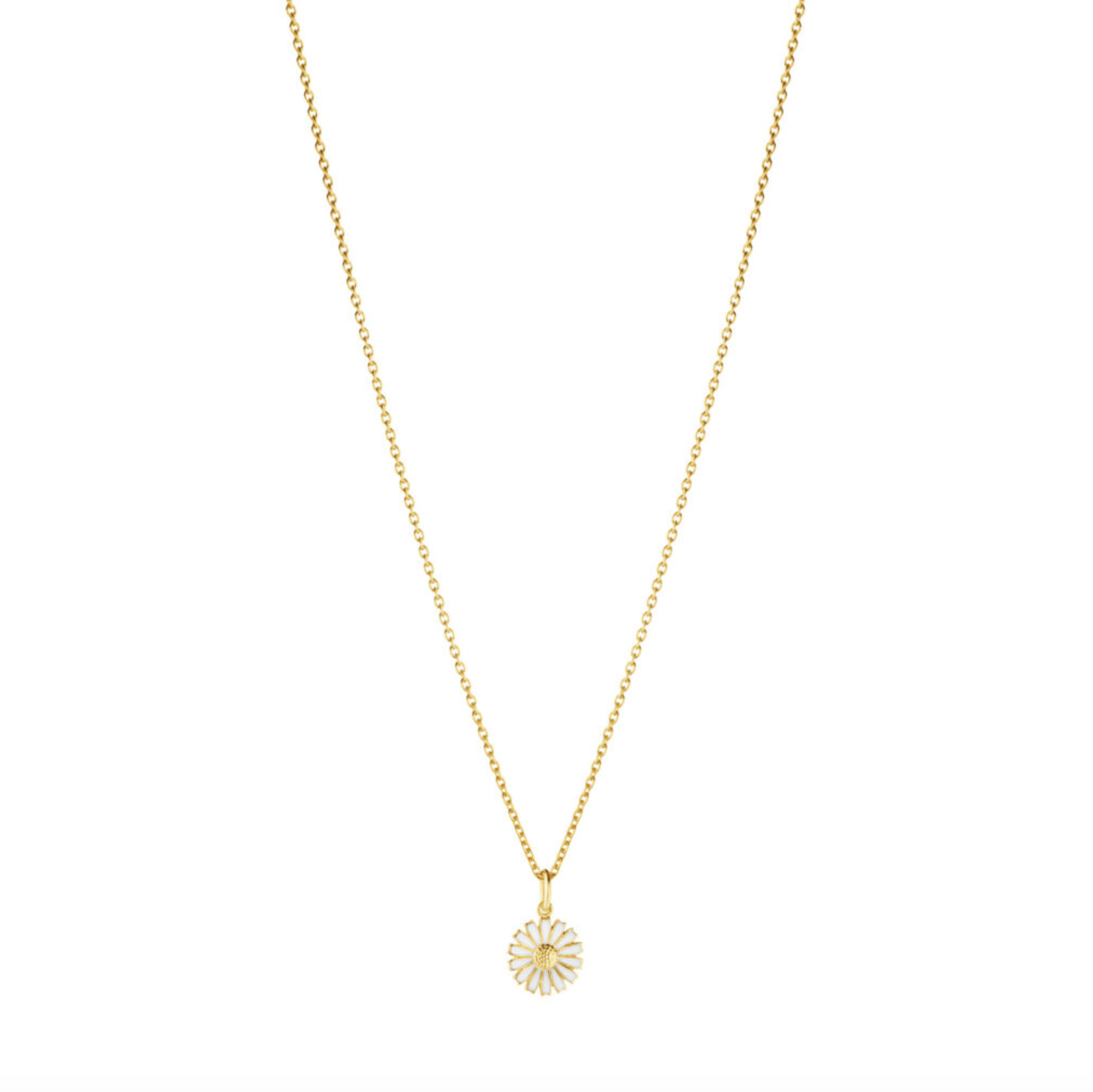 Georg Jensen Daisy halskjede 11mm, sølv forgylt