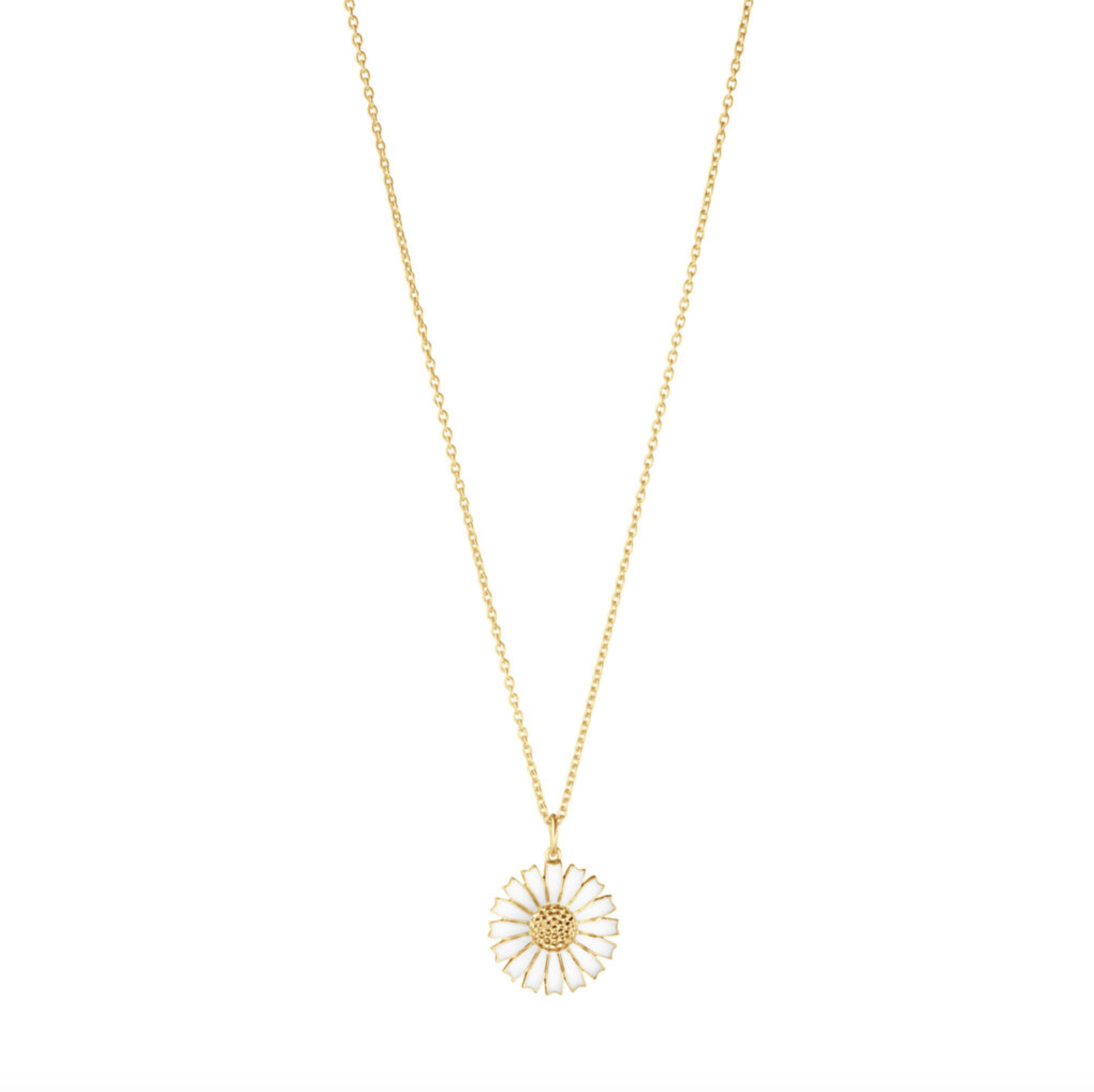 Georg Jensen Daisy halskjede 18mm, sølv forgylt