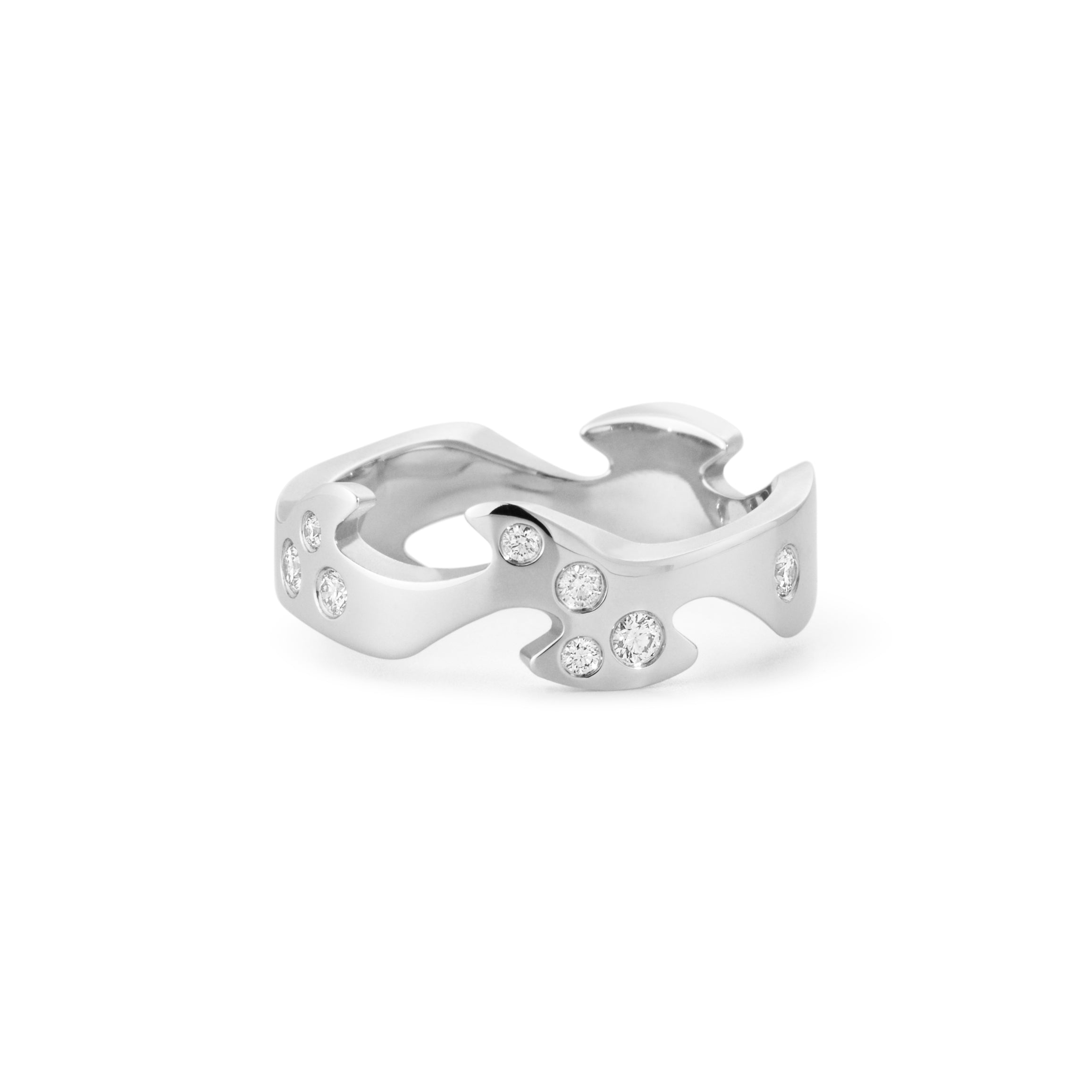 Georg Jensen Fusion Centre Ring Hvitt Gull med Diamanter