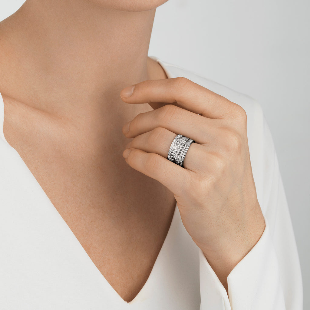 Georg Jensen Fusion Centre ring pavé med diamanter, hvitt gull