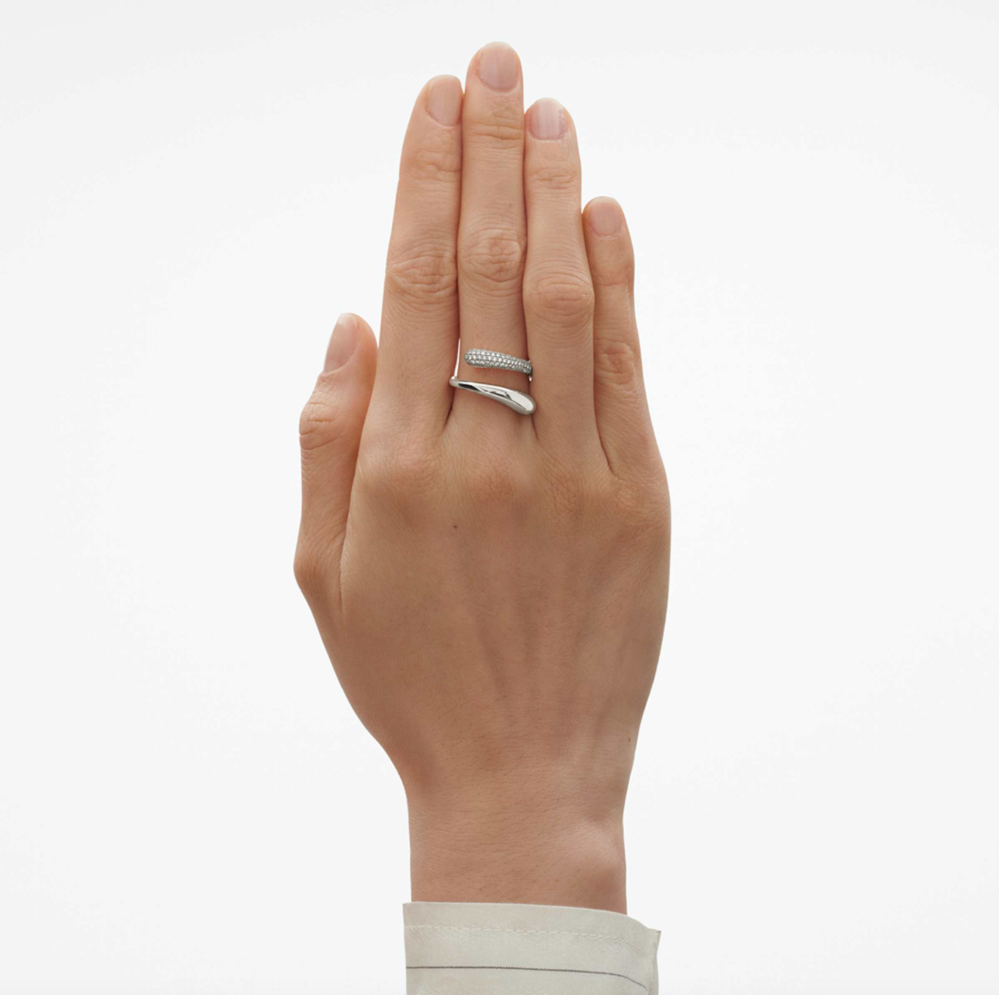 Georg Jensen Mercy twist ring, sølv med diamanter 0,37 ct