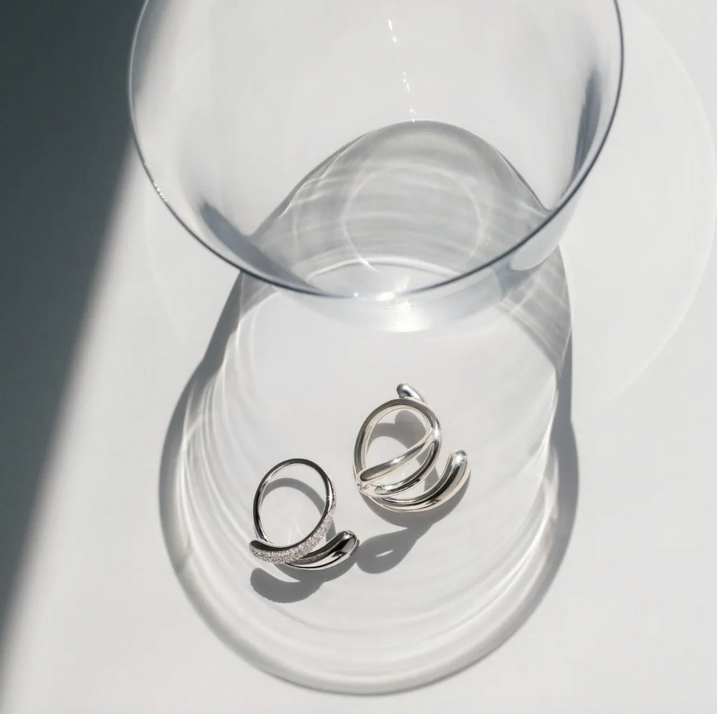 Georg Jensen Mercy twist ring, sølv med diamanter 0,37 ct