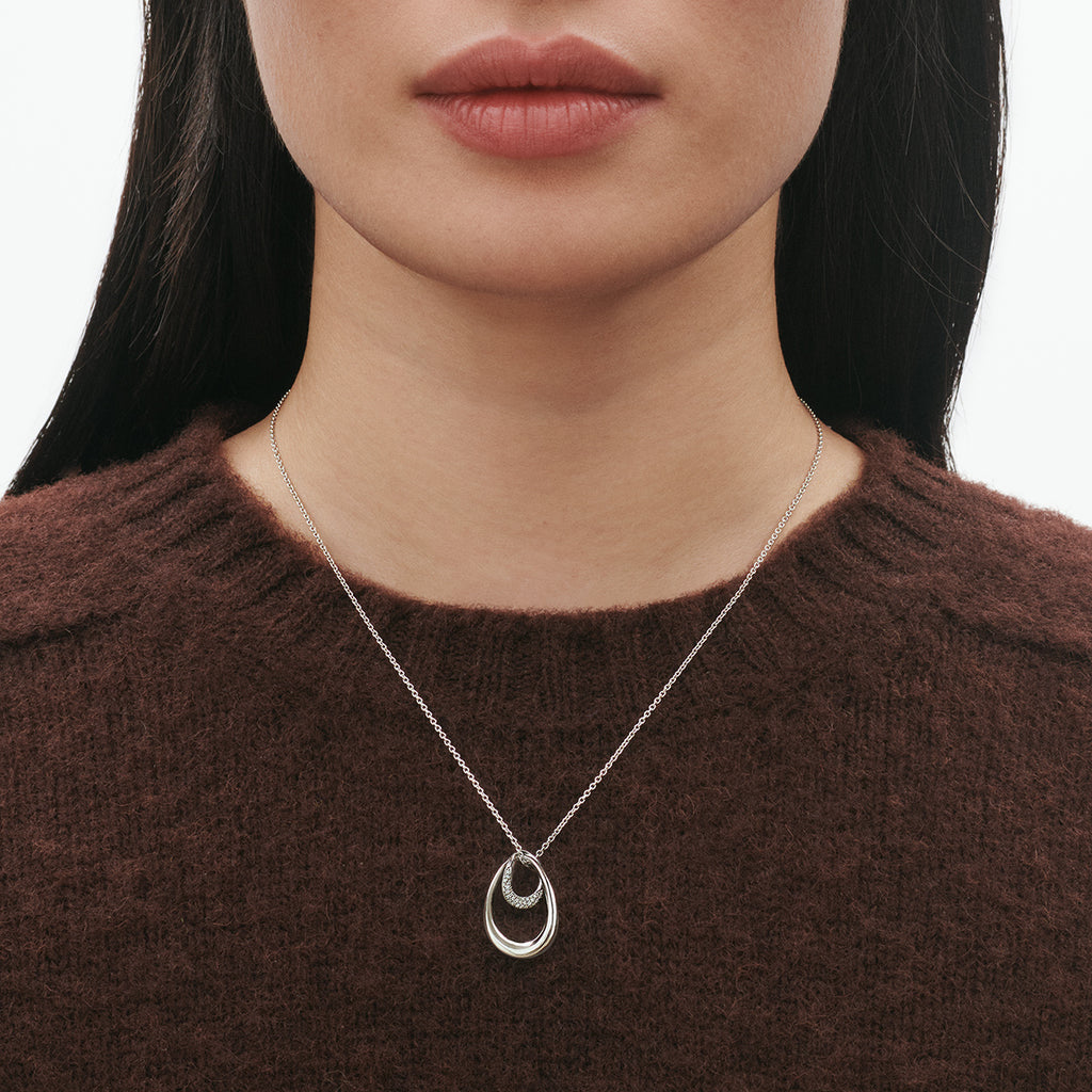 Georg Jensen Offspring stort halskjede med anheng, sølv