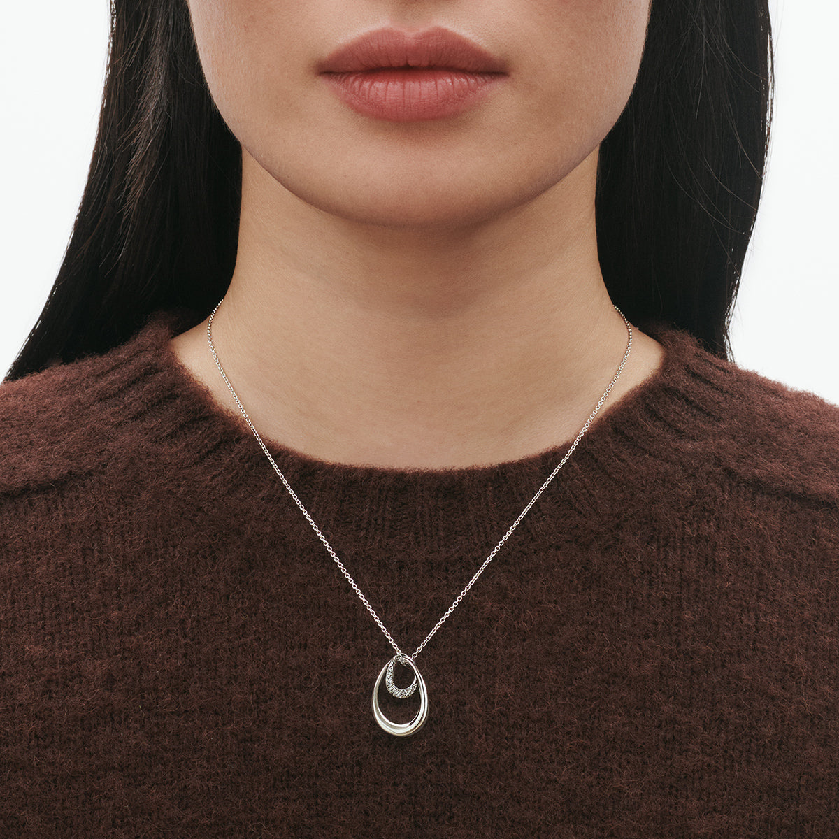 Georg Jensen Offspring stort halskjede med anheng, sølv