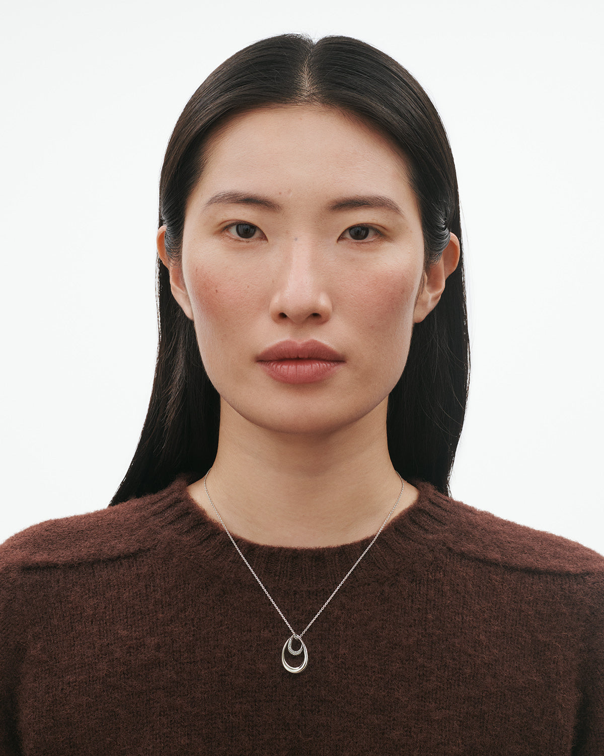 Georg Jensen Offspring stort halskjede med anheng, sølv
