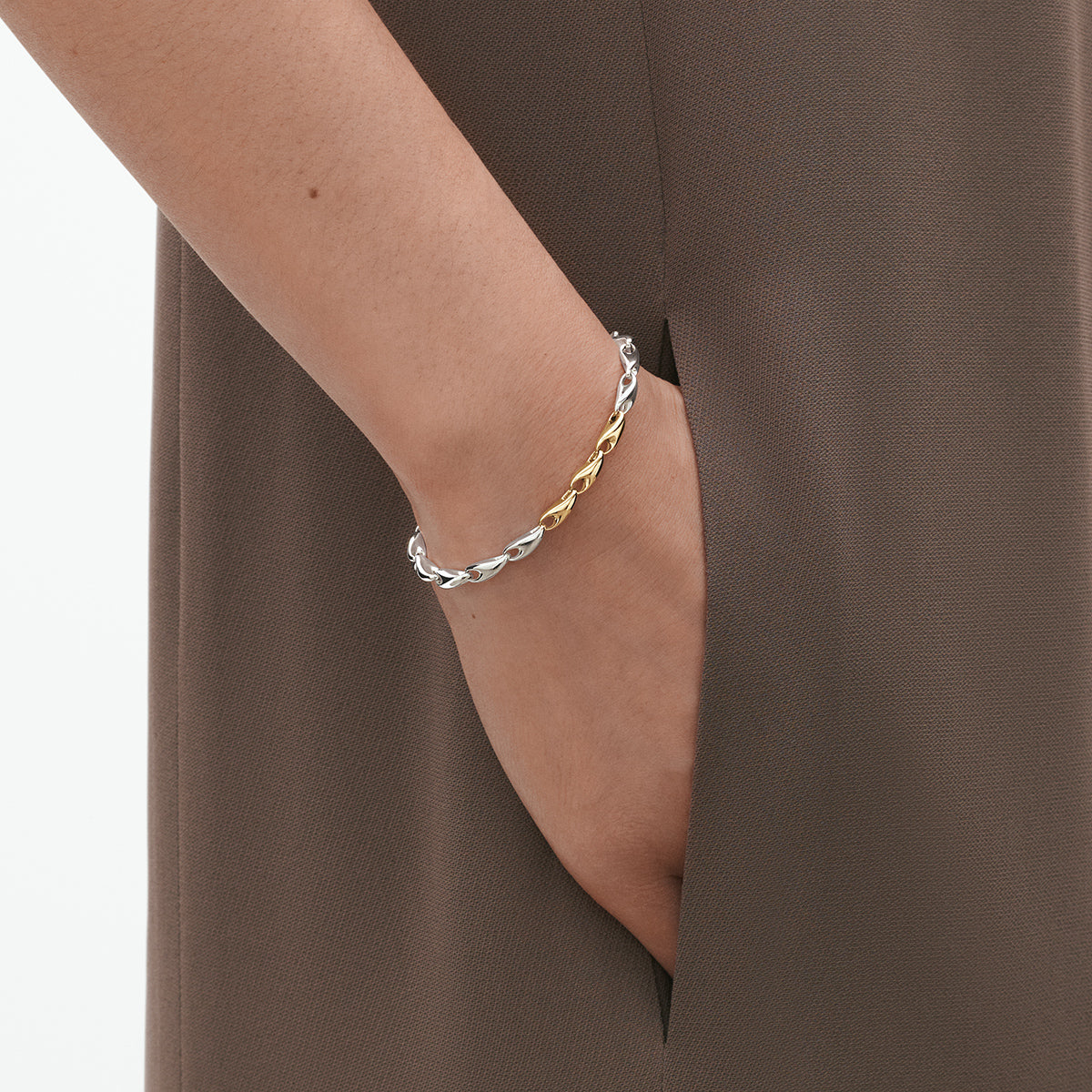 Georg Jensen Reflect armbånd, sølv med gull