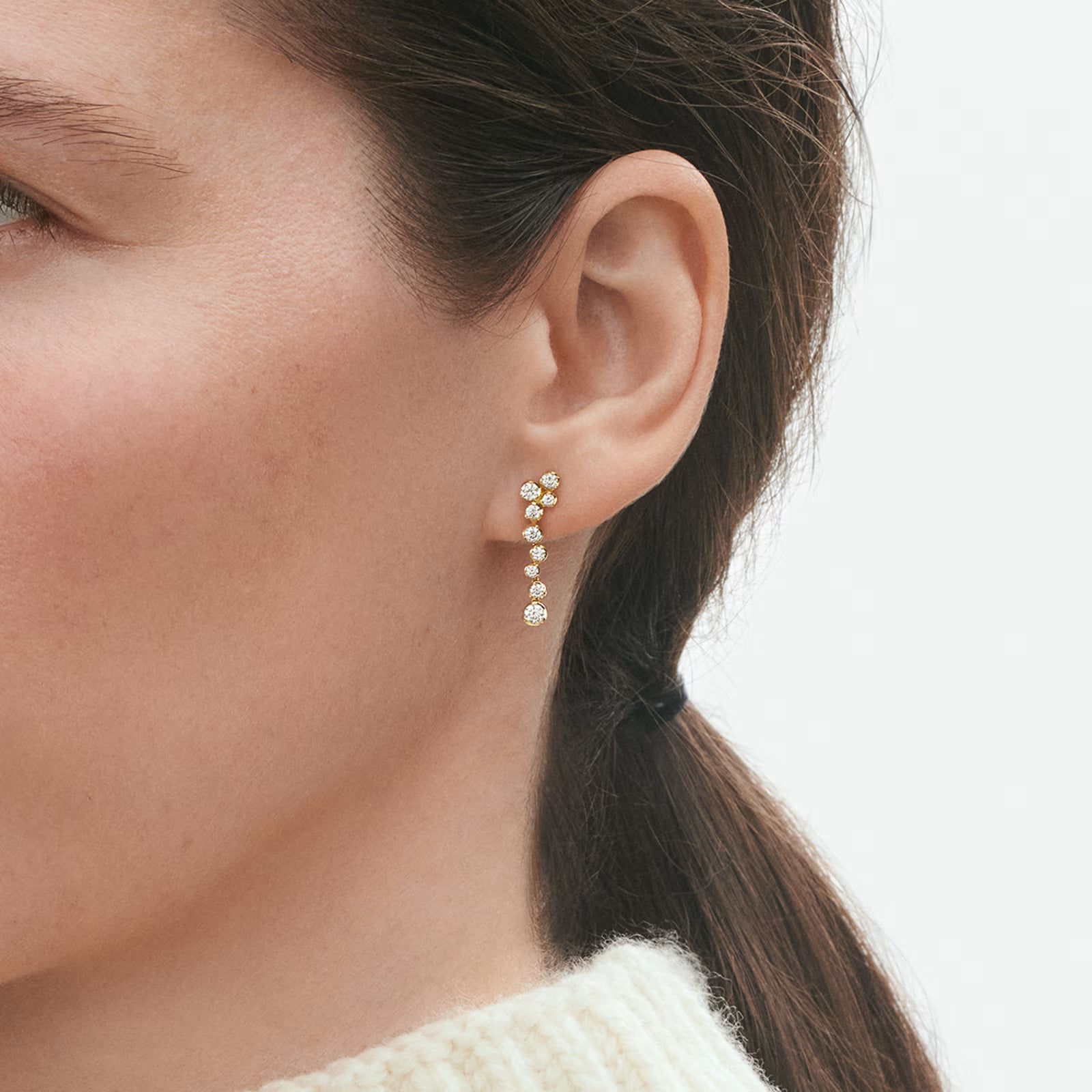 Georg Jensen Signature øreringer, gull med diamanter