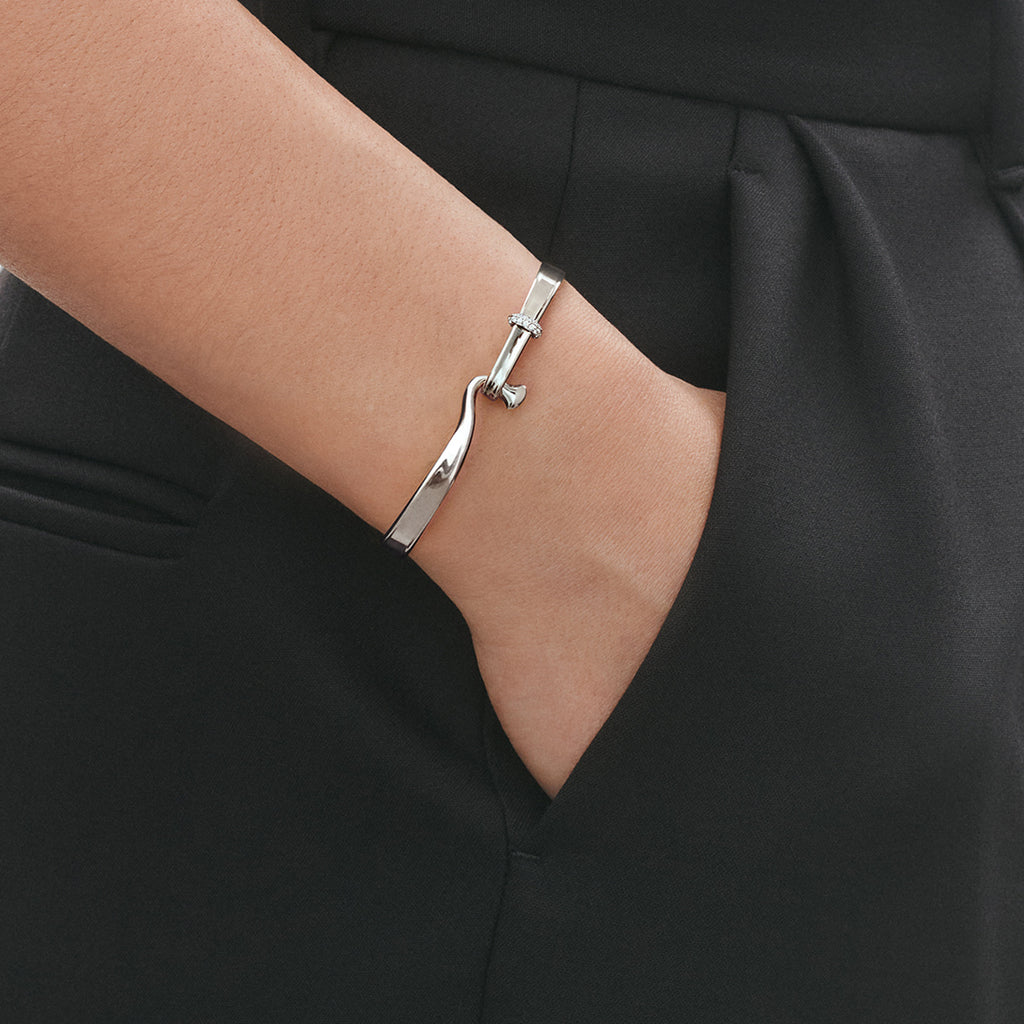 Georg Jensen Torun armring, sølv med diamanter