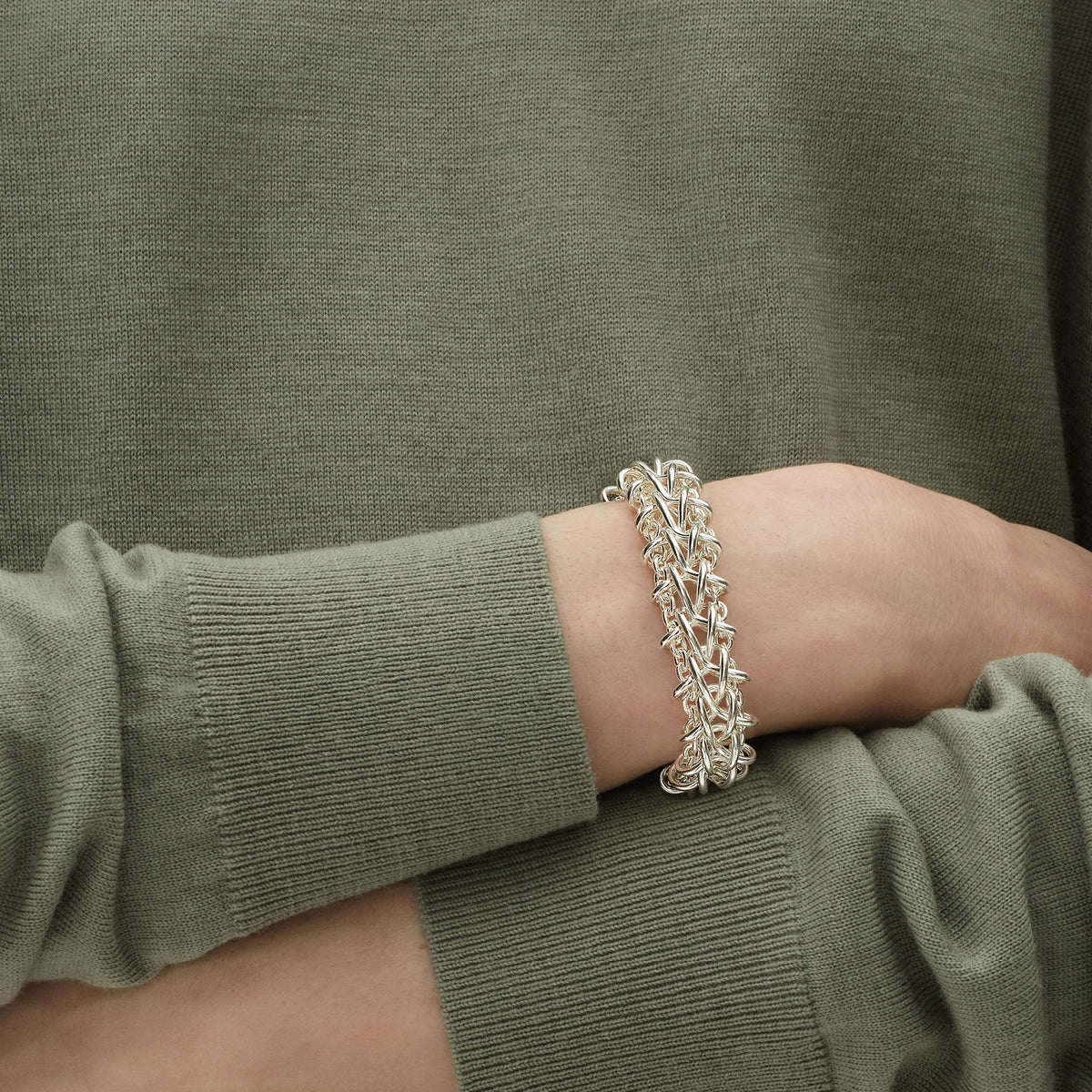 Georg Jensen Weft dobbelt armbånd, sølv 