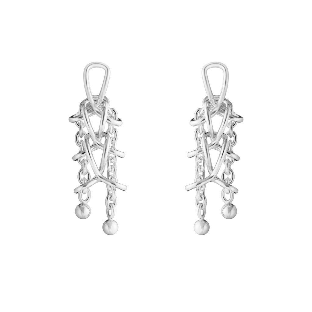 Georg Jensen Weft doble øredobber, sølv
