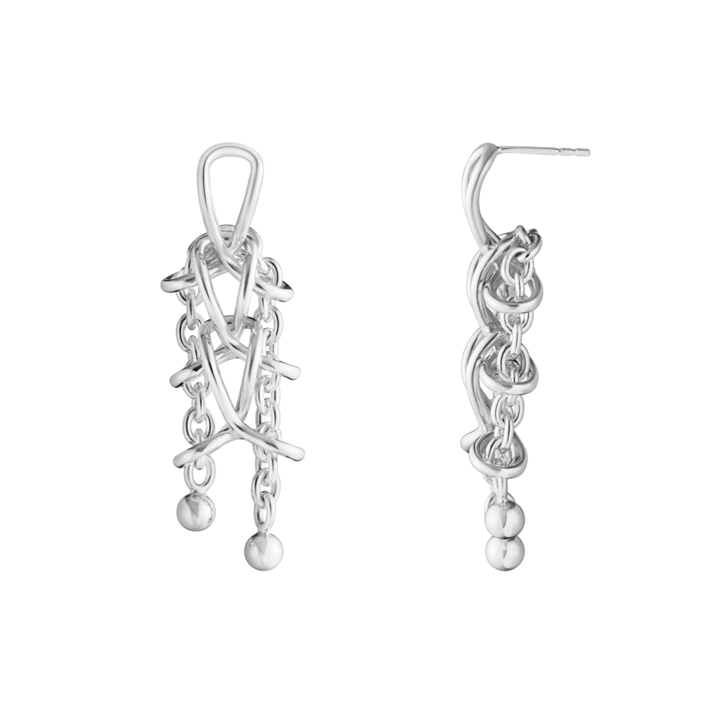 Georg Jensen Weft doble øredobber, sølv