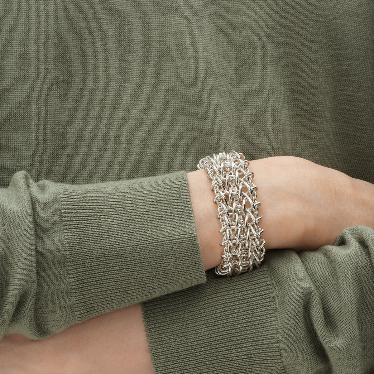 Georg Jensen Weft tredobbelt armbånd, sølv