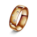 Giftering 6 mm med diamantdryss, rosé gull