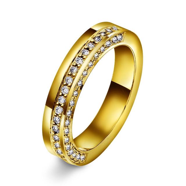 Giftering med diamanter 4 mm, gull
