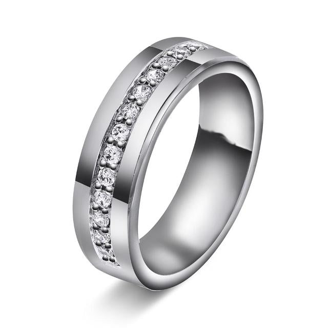 Giftering med diamanter 6 mm, hvitt gull