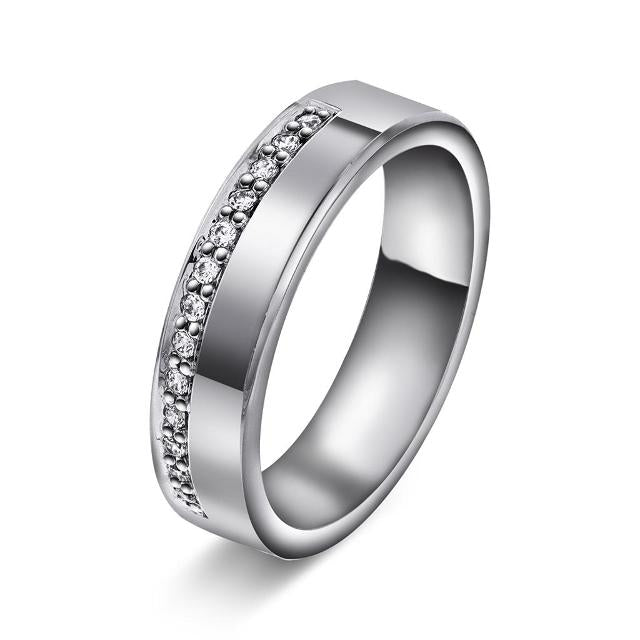 Giftering med diamanter 6 mm, hvitt gull