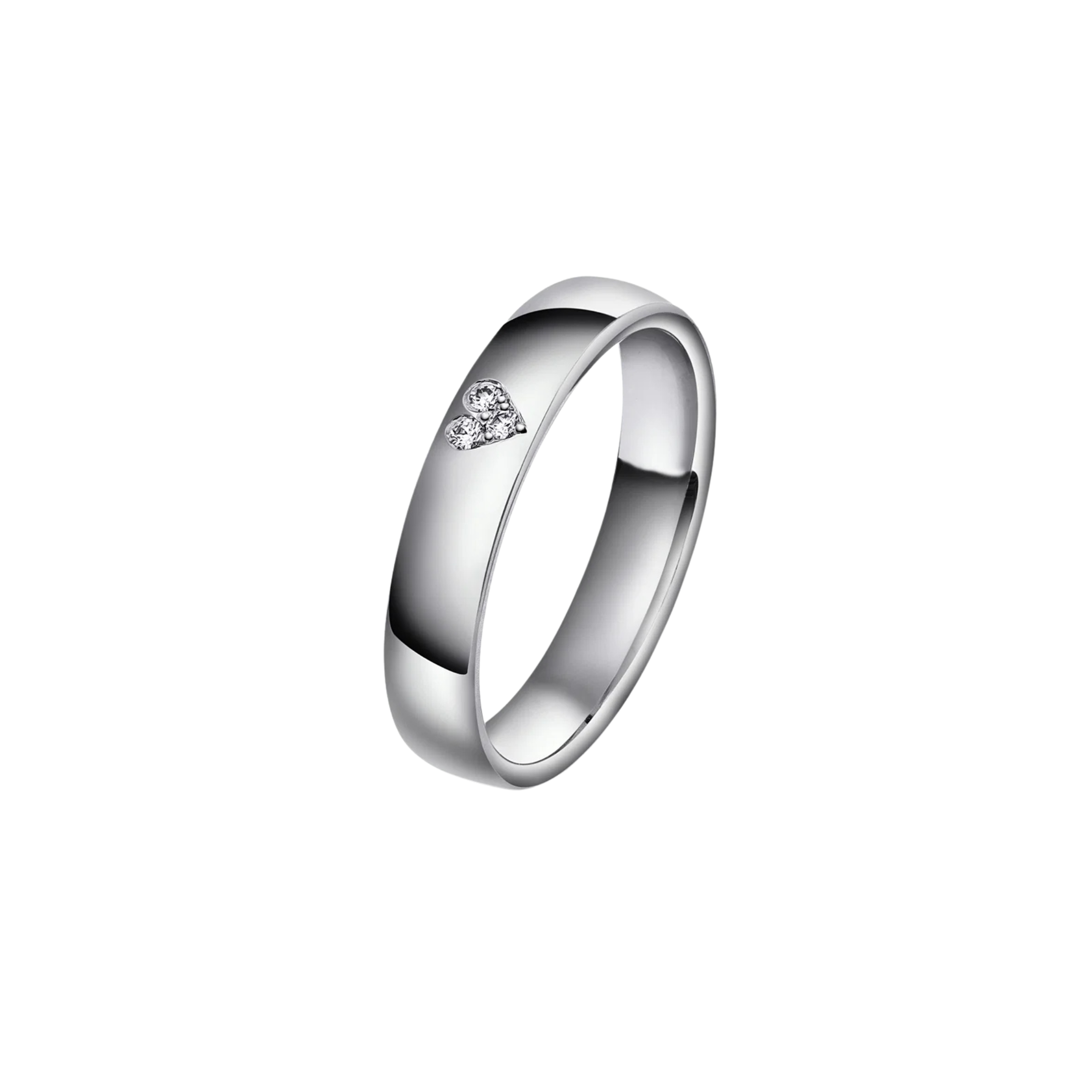 Giftering med diamanthjerte 4 mm, hvitt gull