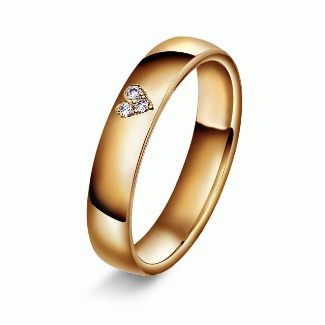 Giftering med diamanthjerte 4 mm, rosé gull