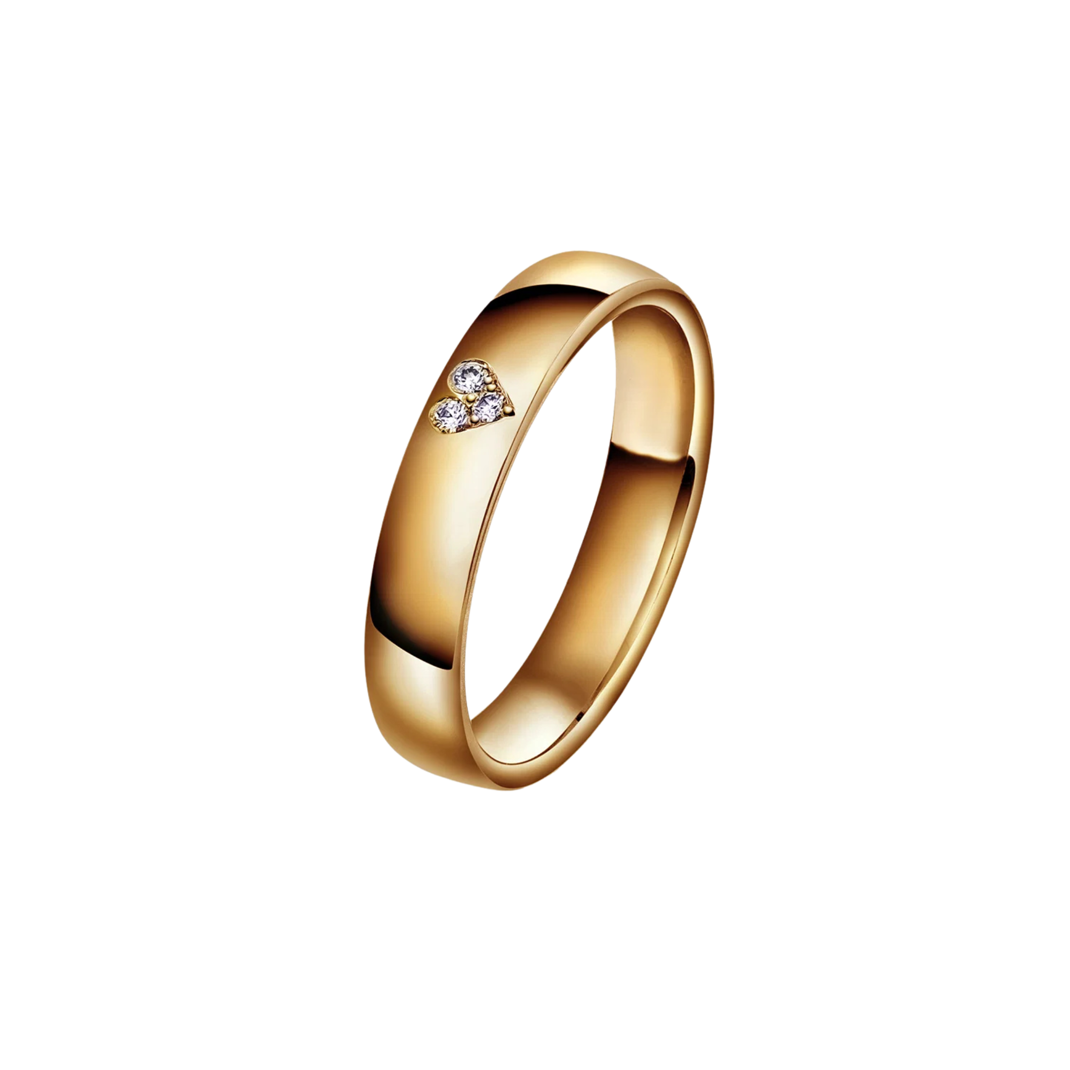 Giftering med diamanthjerte 4 mm, rosé gull