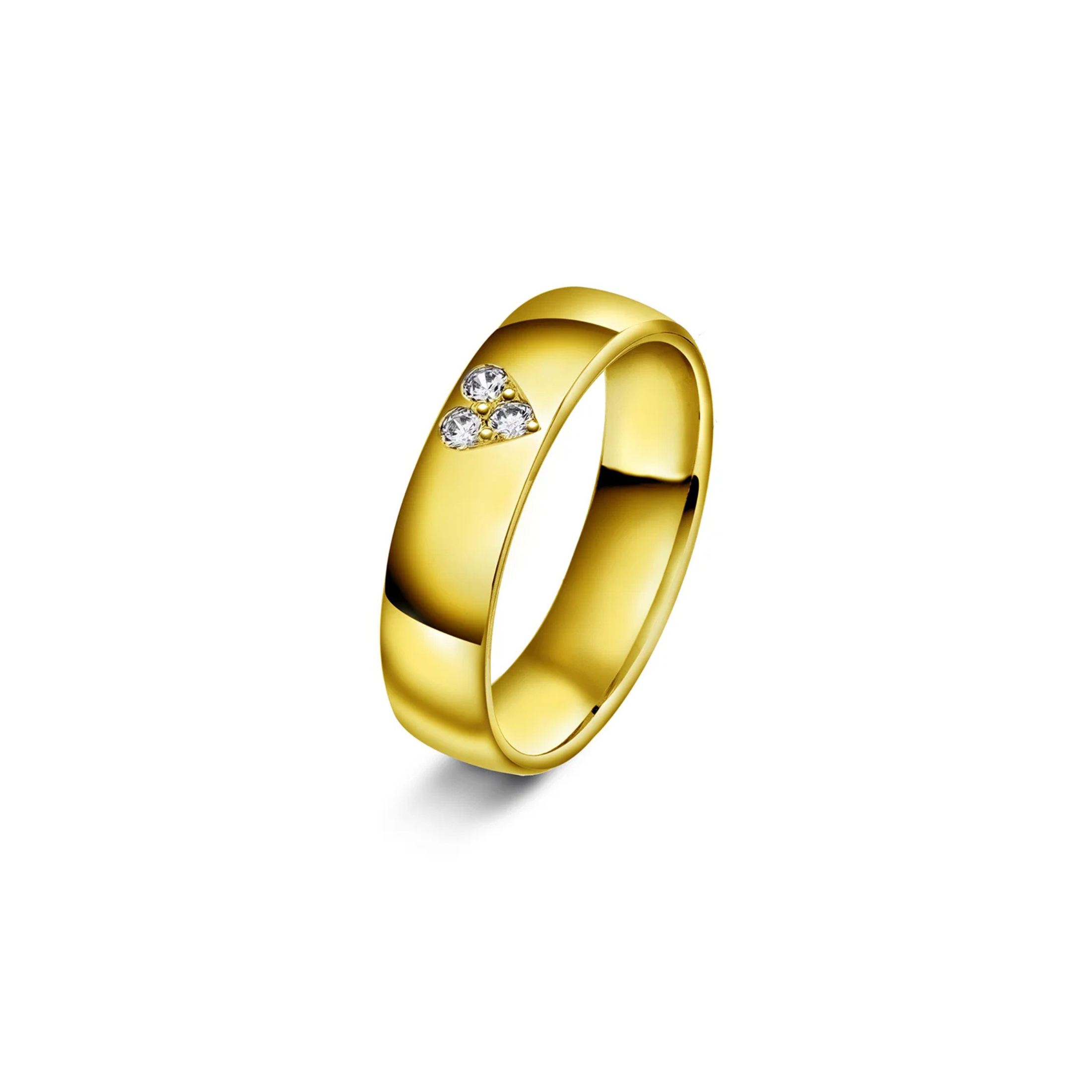 Giftering med diamanthjerte 5 mm, gull
