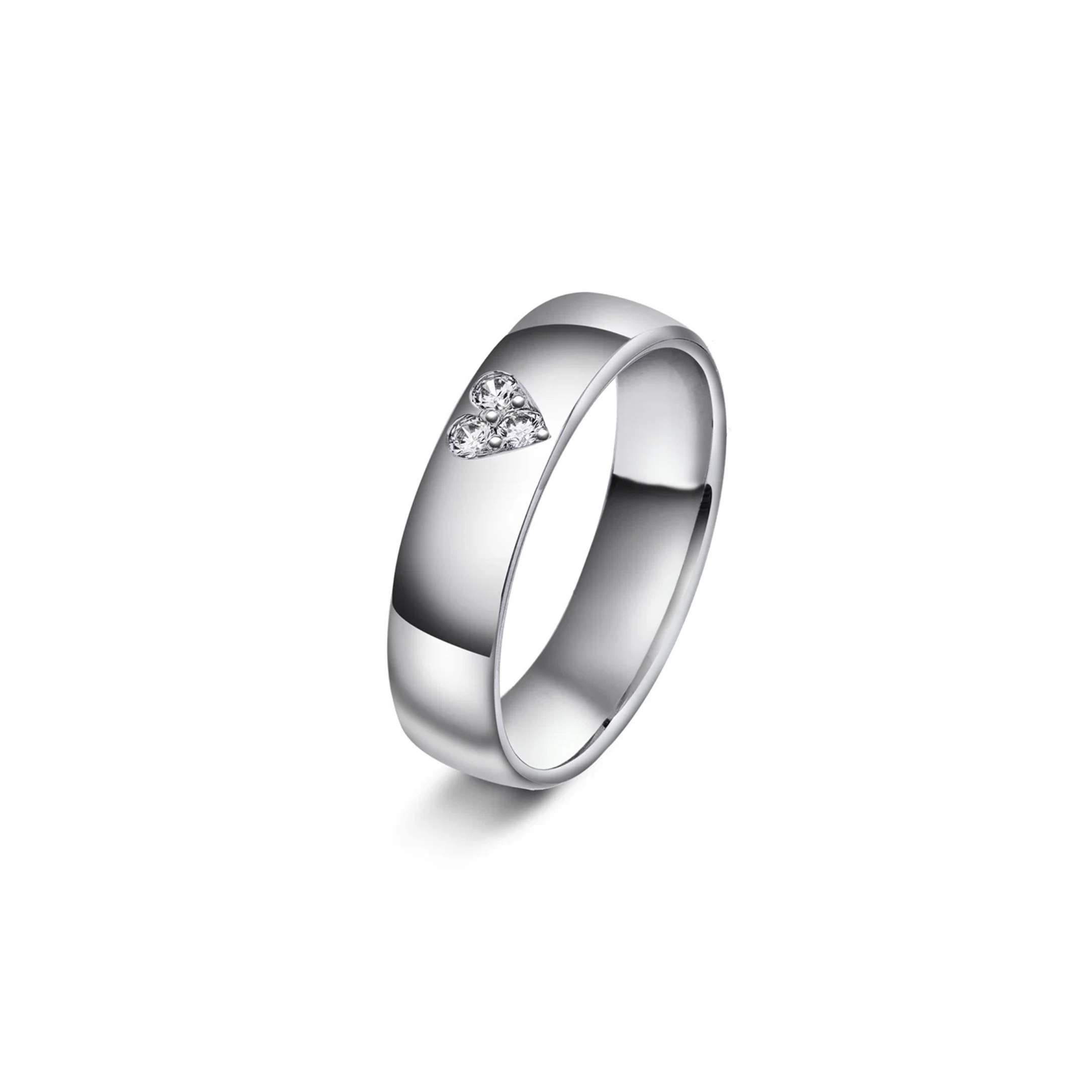 Giftering med diamanthjerte 5 mm, hvitt gull