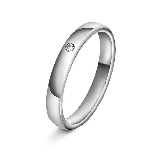 Giftering med én diamant 3 mm, hvitt gull