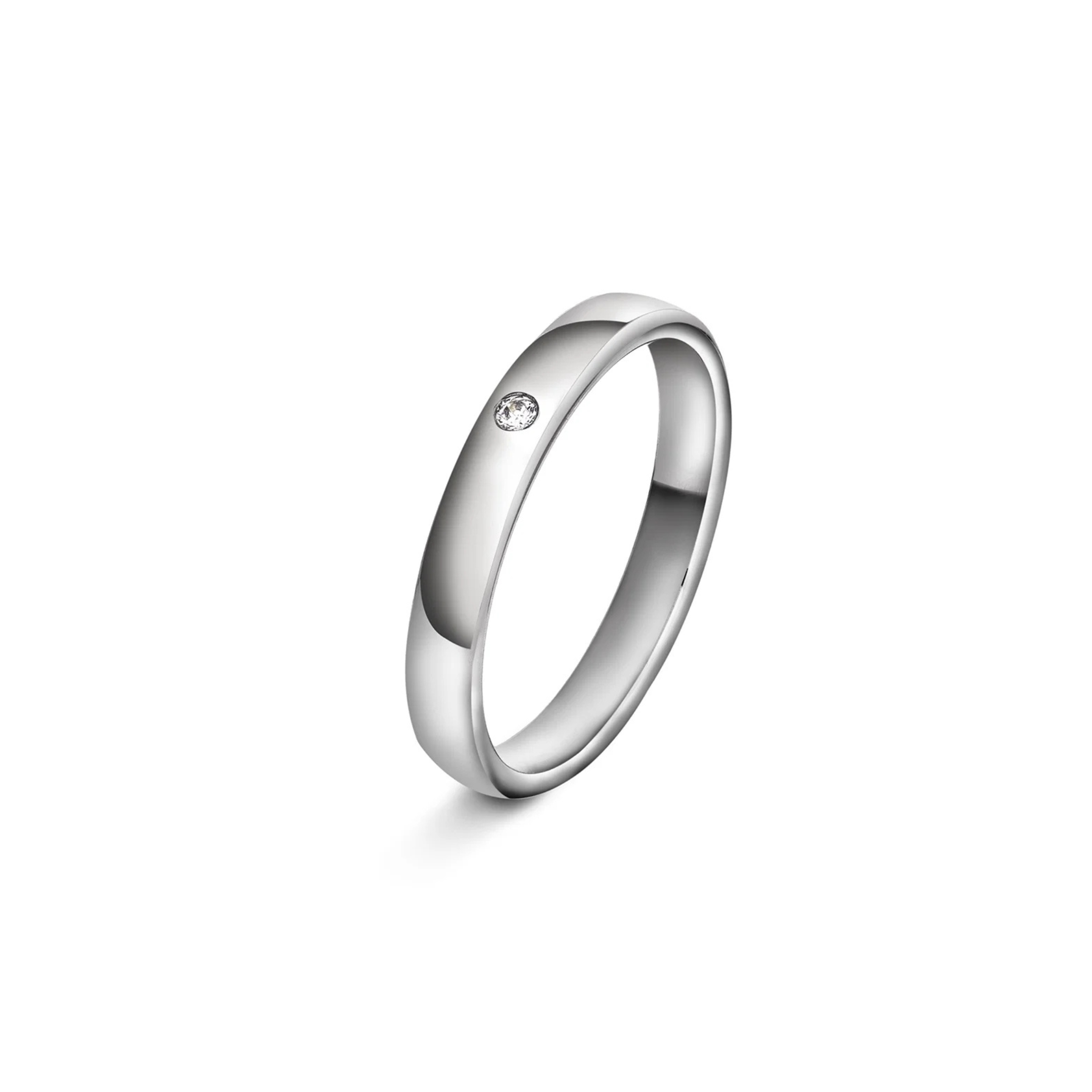 Giftering med én diamant 3 mm, hvitt gull