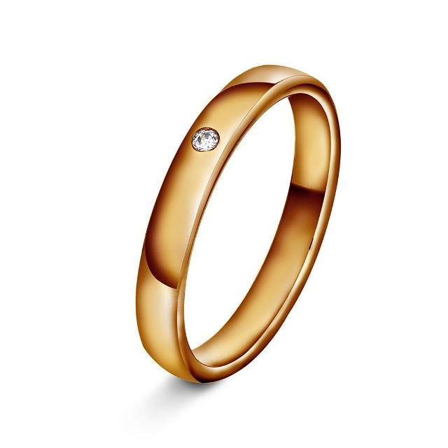 Giftering med én diamant 3 mm, rosé gull