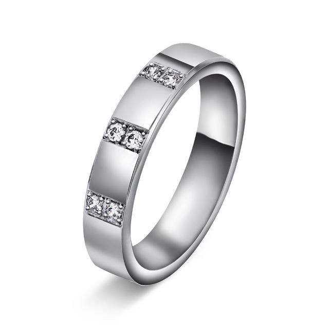 Giftering med seks diamanter 4 mm, hvitt gull