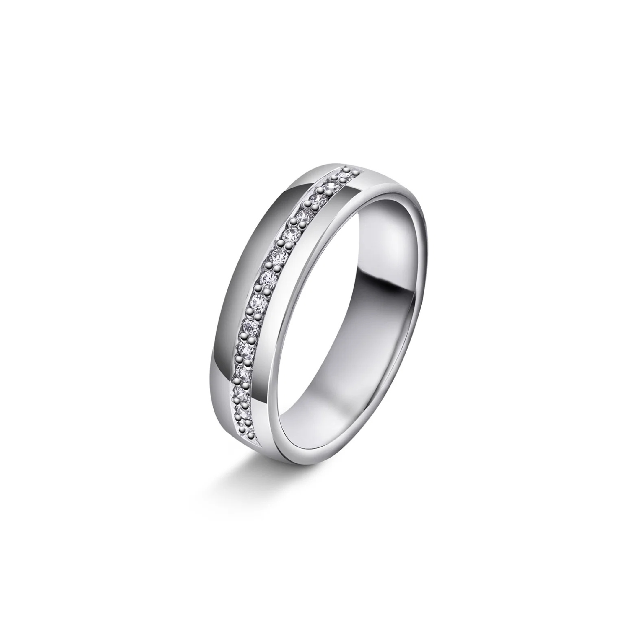 Giftering med diamanter 5 mm, hvitt gull