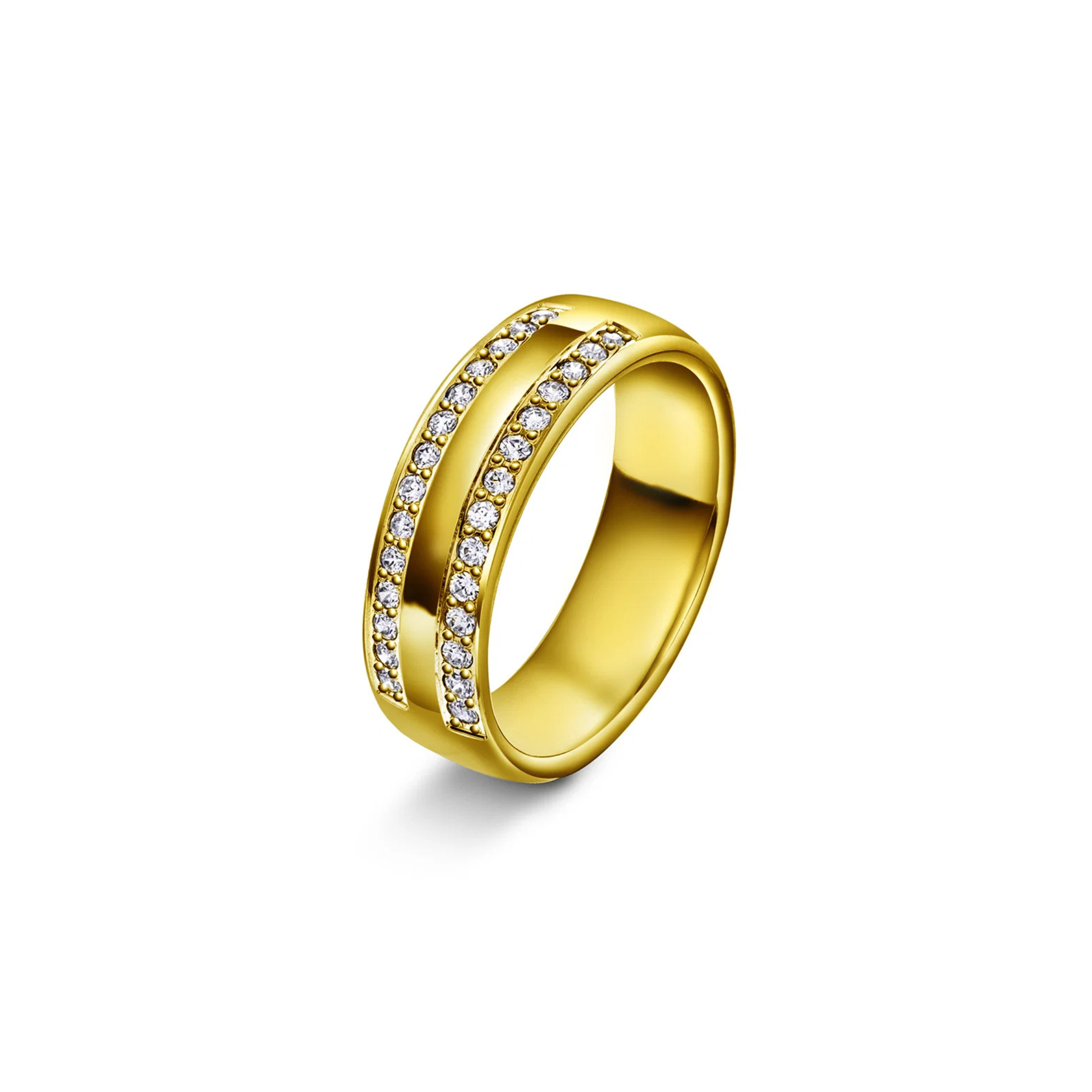 Giftering med diamanter 6 mm, gull