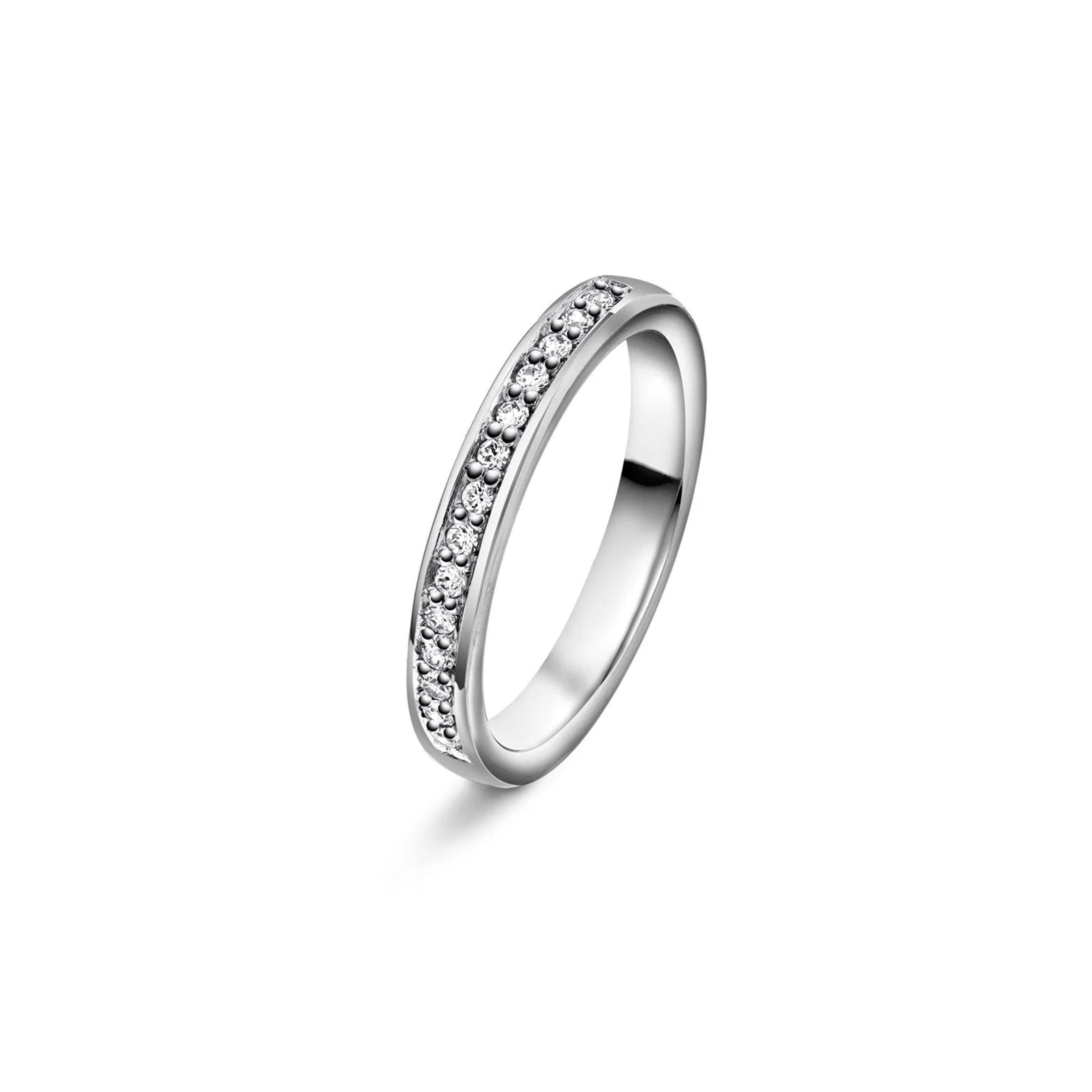 Giftering med diamanter 3 mm, hvitt gull