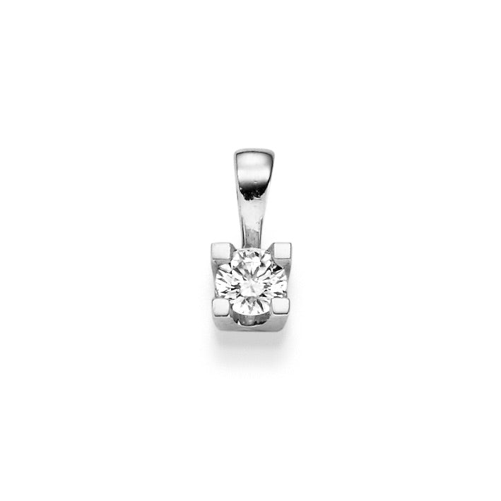 Gullhagen 4-klo anheng, hvitt gull med diamant 0,20ct tw.si.