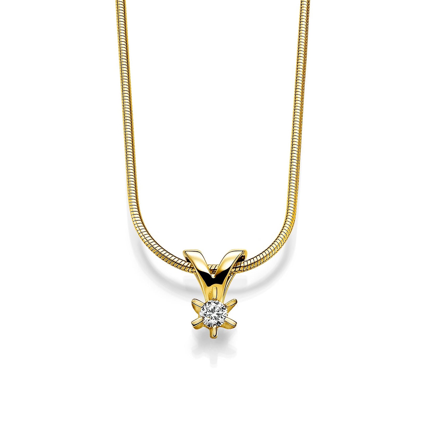 Gullhagen Carola anheng, gull med diamant 0,05ct tw.si.