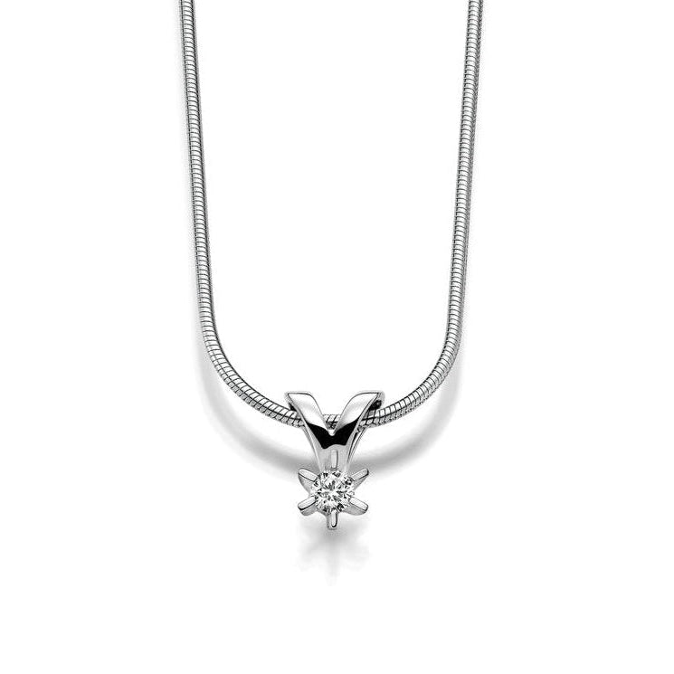 Gullhagen Carola anheng, hvitt gull med diamant 0,10ct tw.si.