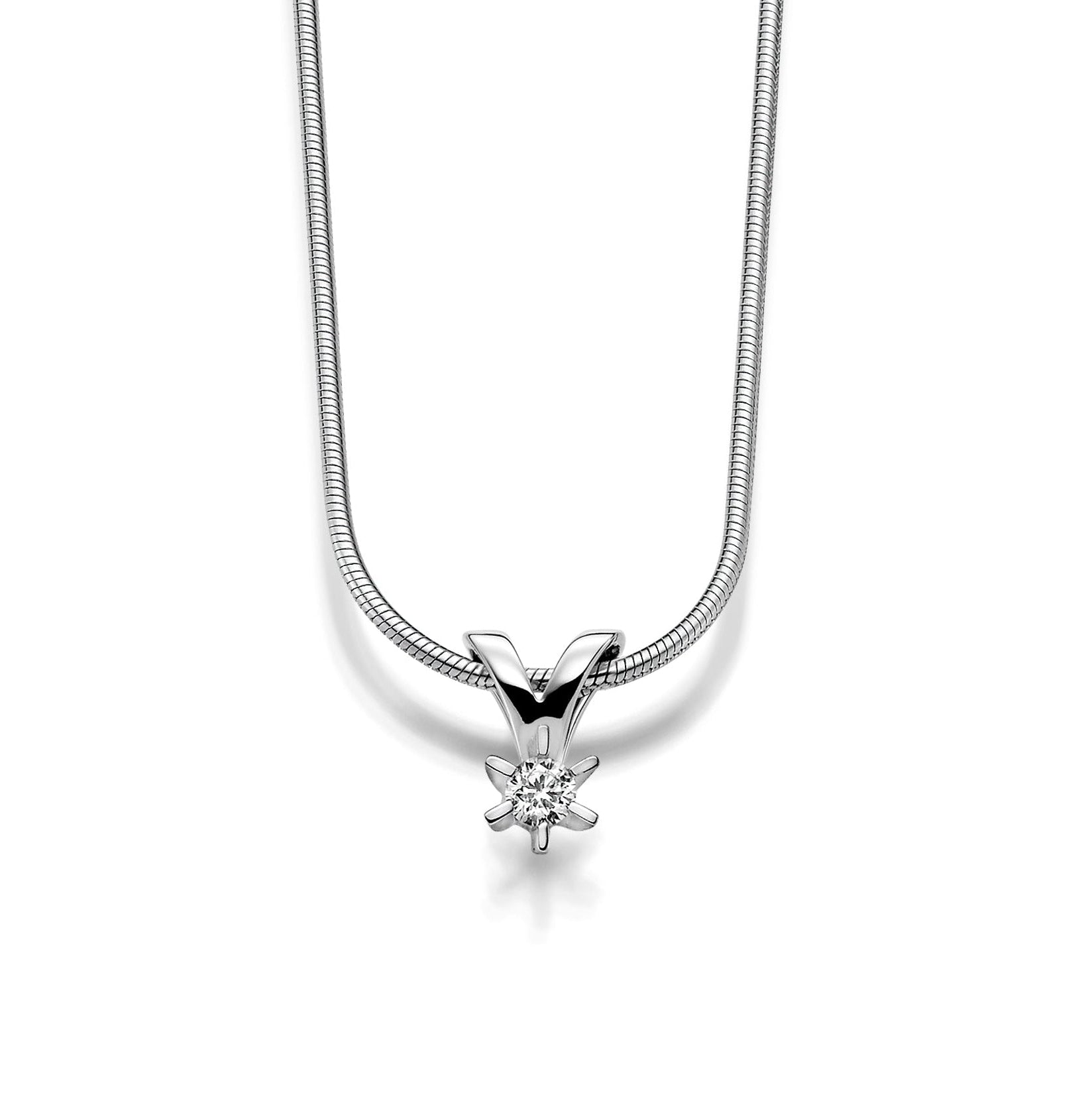 Gullhagen Carola anheng, hvitt gull med diamant 0,15ct tw.si.