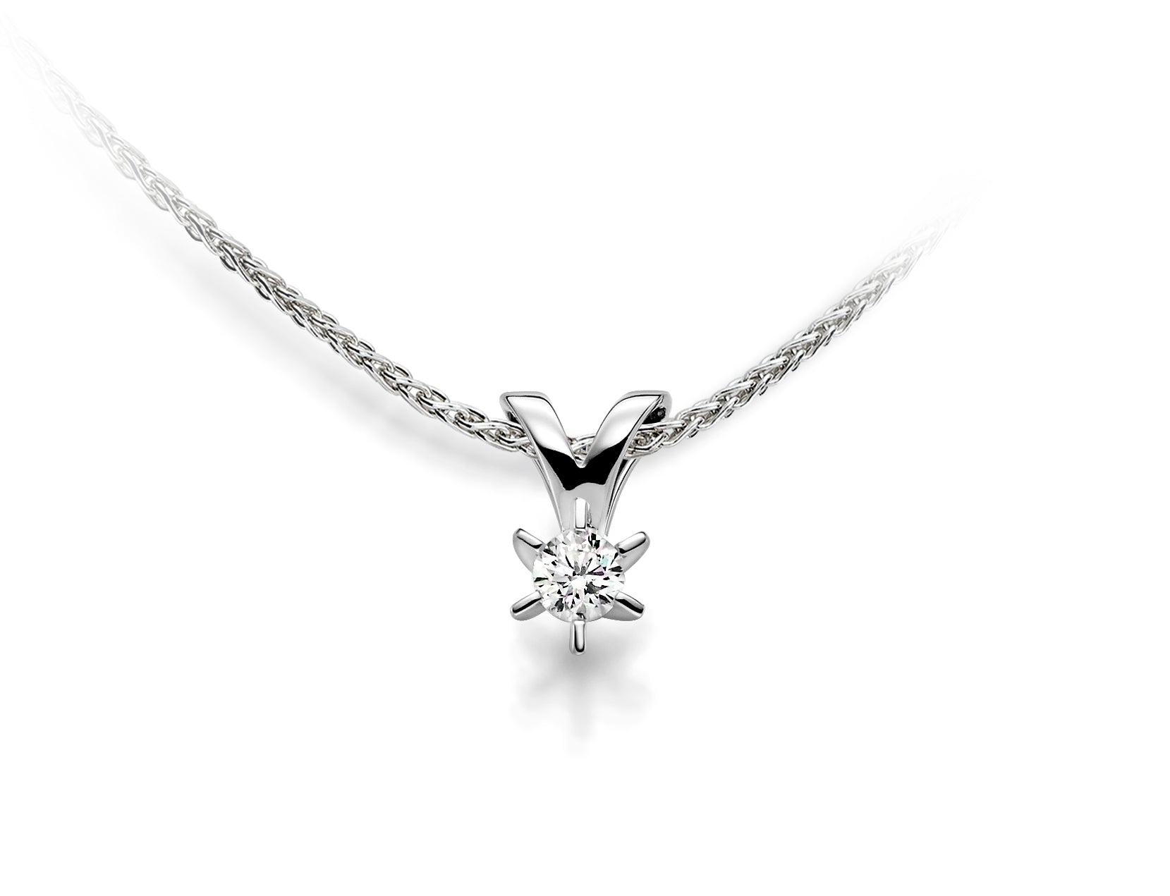 Gullhagen Carola anheng, hvitt gull med diamant 0,40ct tw.si.