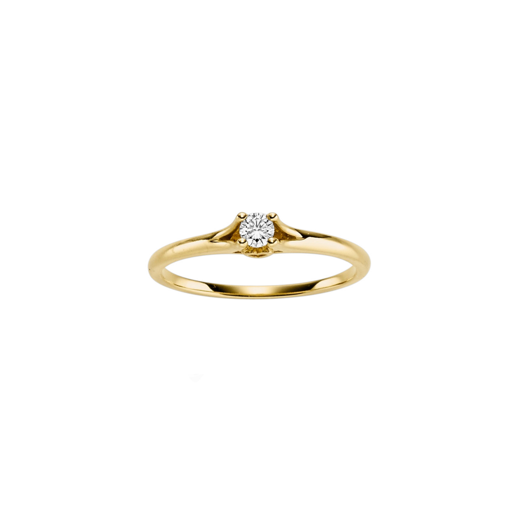 Gullhagen Hjertering, gull med diamant 0,10ct tw.si.