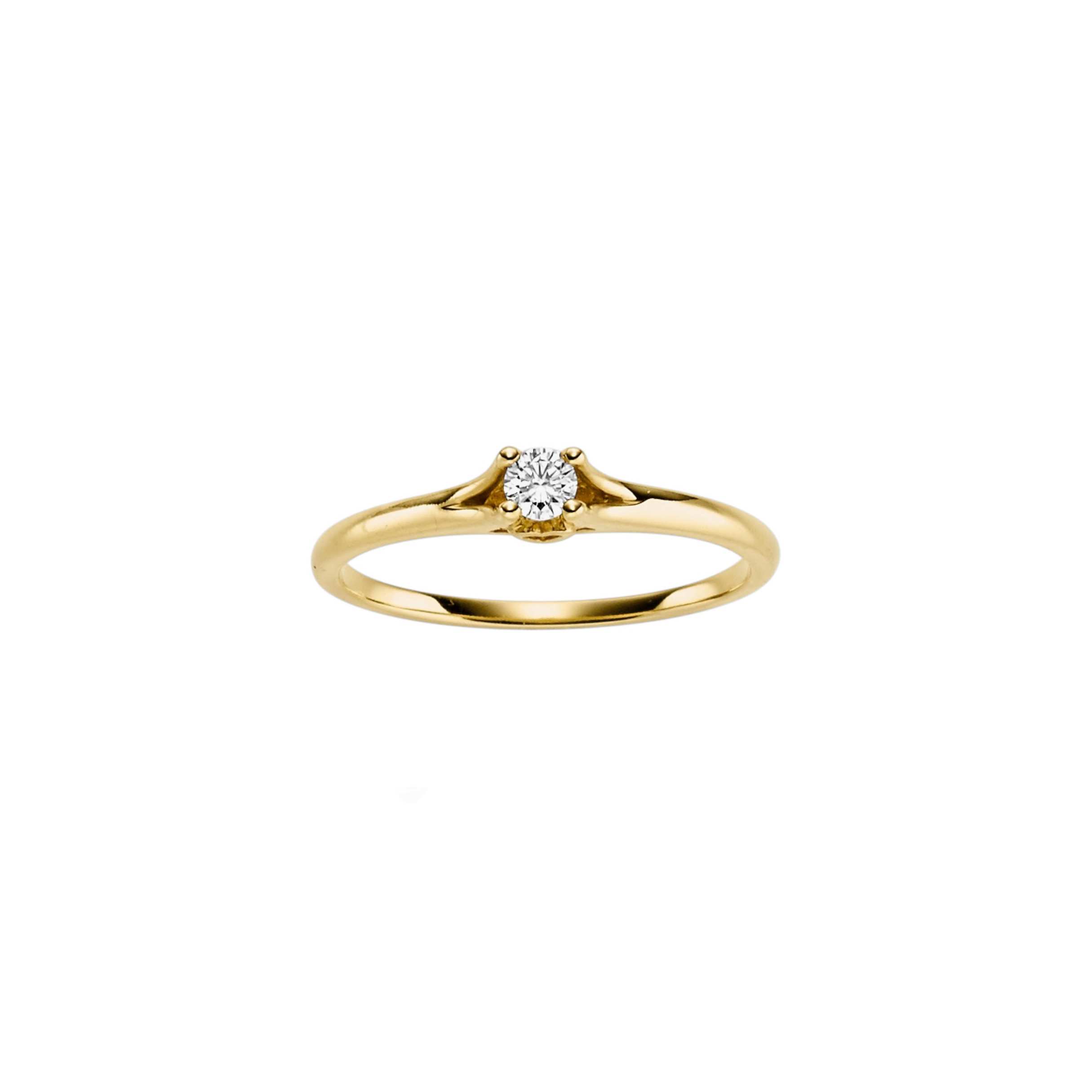 Gullhagen Hjertering, gull med diamant 0,10ct tw.si.