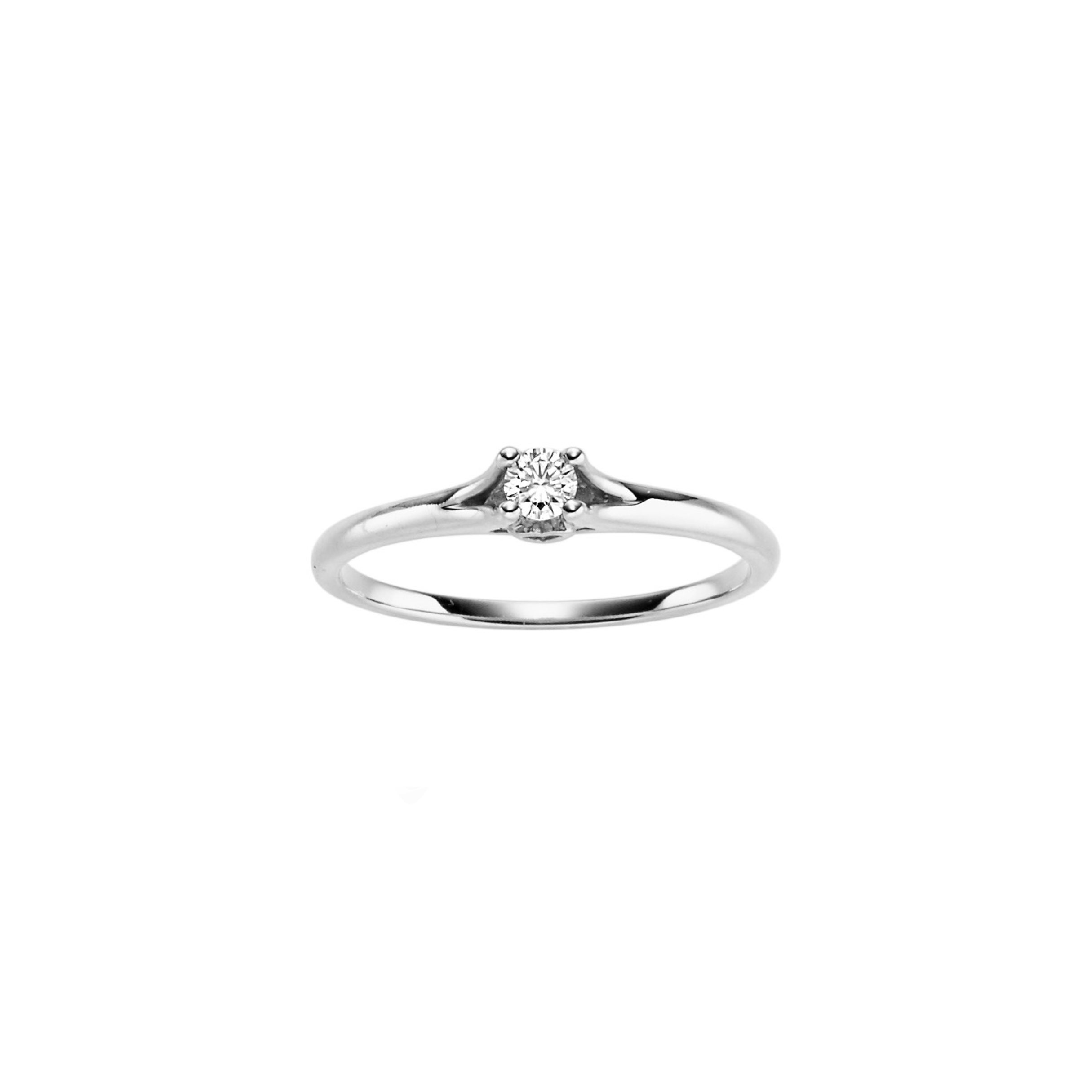 Gullhagen Hjertering, hvitt gull med diamant 0,10ct tw.si.