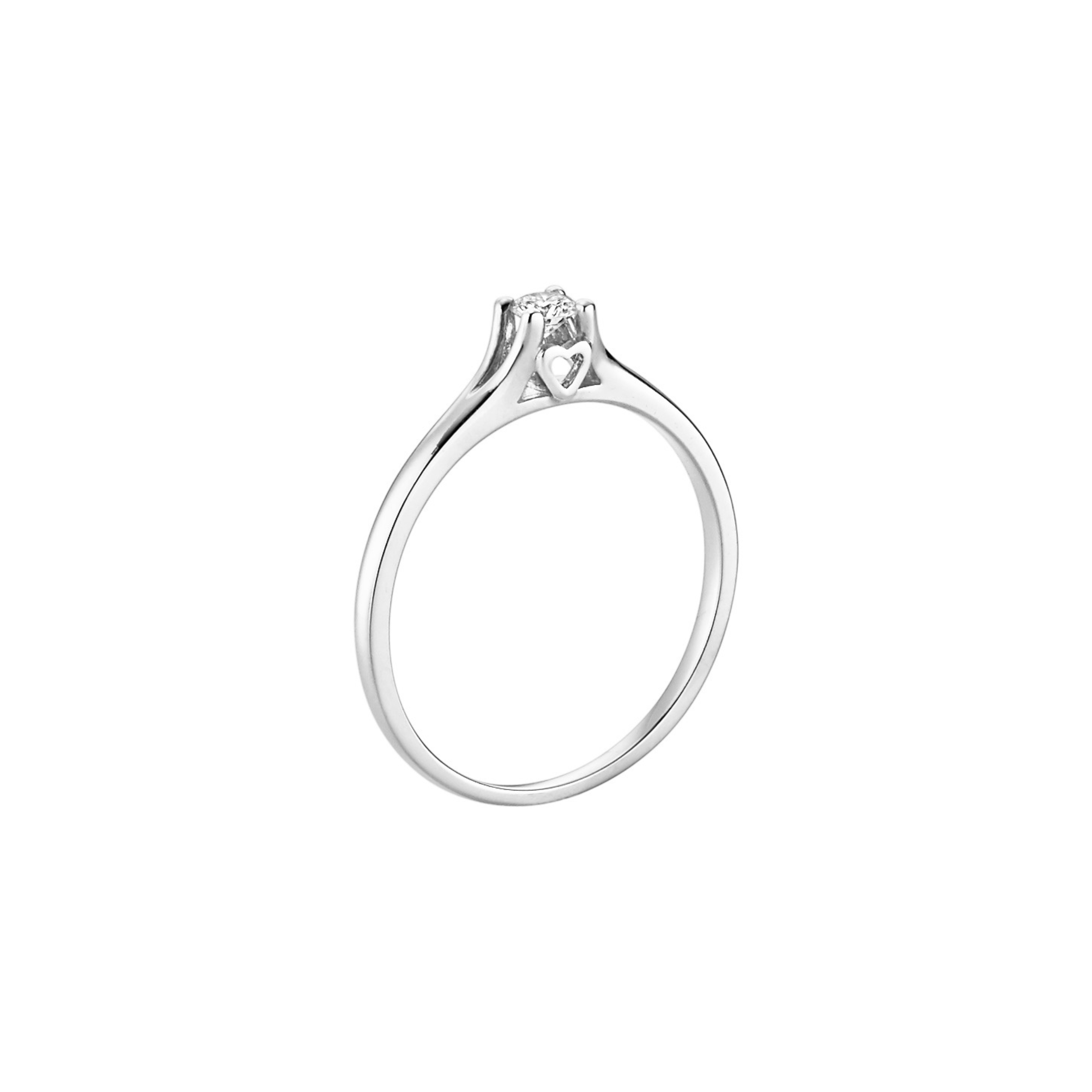 Gullhagen Hjertering, hvitt gull med diamant 0,10ct tw.si.2